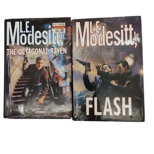 2 Book Lot Sci-Fi Cyberpunk Futuristic L. E. Modesitt Jr Octagonal Raven Flash